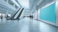Generative AI Modern Interior with Escalators and Billboard for Advertisement Featuring Clean Architecture and Mot Royalty Free Stock Photo