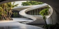 Generative AI, modern luxury house with lush tropical garden.