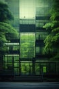 Generative ai: modern office building with green trees