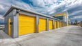 Generative AI Modern SelfStorage Facility with Bright Yellow Doors Offering Secure and Convenient Storage Solution Royalty Free Stock Photo