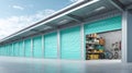 Generative AI Modern SelfStorage Units Facility with Open Door Revealing Clutter Ideal for Moving and Relocation b Royalty Free Stock Photo