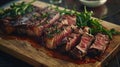 Generative AI Modern style traditional barbecue dry aged wagyu porterhouse beef steak bistecca alla Fiorentina sli