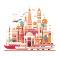 Generative AI Morocco Casablanca Travel Set- Royalty Free Stock Photo