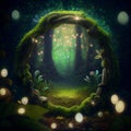 Generative AI, Mystical Forest: Enchanted Bokeh Border for Fantasy Designs