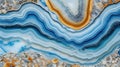 Generative AI, natural volcanic agate stones close-up light blue, beige and golden texture. Royalty Free Stock Photo