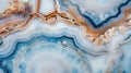 Generative AI, natural volcanic agate stones close-up light blue, beige and golden texture. Royalty Free Stock Photo