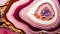 Generative AI, natural volcanic agate stones close-up pink magenta and golden texture