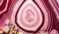 Generative AI, natural volcanic agate stones close-up pink magenta and golden texture.