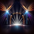 Neon stage with reflector Royalty Free Stock Photo