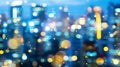 Generative AI Night blurred bokeh light city office building abstract background business concept. Royalty Free Stock Photo