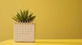 Generative AI November 2024 month calendar with table plant on yellow cover background Monthly calendar concept bu