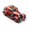 Generative AI an old car created in 3d isometric