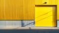 Generative AI Opening yellow iron shutter door of garage and industrial building warehouse exterior facade with gr Royalty Free Stock Photo