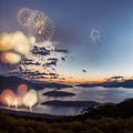 Generative AI, Outdoor gorgeous fireworks show at night