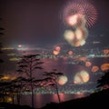 Generative AI, Outdoor gorgeous fireworks show at night