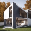 Generative AI, Outdoor luxurious minimalist glass villa