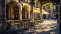 Generative AI Outdoor restaurants at Placa Reial Barcelona Spain business concept. Royalty Free Stock Photo
