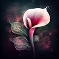 Generative AI: painting of blooming red calla lily flowers Royalty Free Stock Photo