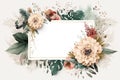 Generative AI. Pale watercolor leaves on white background - vertical botanical design banner. Floral pastel watercolor, vintage Royalty Free Stock Photo