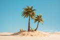 Generative AI a palm tree on the edge of a sea, and a lot of