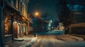 Generative AI Parnu Estonia Night View Of Street With Old Buildings Wooden Houses Restaurants Cafe Hotels And Shop Royalty Free Stock Photo