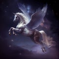 Generative AI: pegasus in a celestial and starry sky Royalty Free Stock Photo