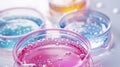 Generative AI Petri dish Petri cups with liquid Kit Chemical elements oil cosmetics Gel water molecules viruses Cl
