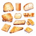 Generative AI Pieces of bread browned as result of toasting Delicious crust tender slices of bread prepared in toa