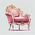 Pink fantasy armchair in rococo style