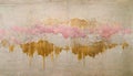 Generative AI, Pink and golden watercolor abstract painted background.