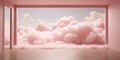 Generative AI, Pink magenta fantastic 3d clouds in the room interior, sky and landscape. Gentle colors