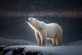 Generative AI. Polar bear on iceberg on drift ice in Antarctica nature habitat. Wildlife scene from nature and animal behavior in