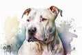 Generative AI. Portrait of American Staffordshire Terrier, a medium-sized, short-coated dog breed. Animal Art