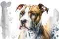 Generative AI. Portrait of American Staffordshire Terrier, a medium-sized, short-coated dog breed. Animal Art