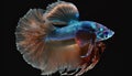 Generative AI. Portrait of a Betta Fish in the dark water Royalty Free Stock Photo