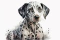 Generative AI. Portrait of Dalmatian dog. The Dalmatian is a breed of medium sized dog