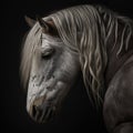 Generative AI. Portrait of a white horse