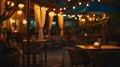 Generative AI portrtait of beautiful outdoor and indoor restaurant view in night illumination business concept. Royalty Free Stock Photo