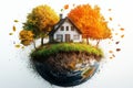 Generative Ai presents an eco-friendly house with a green environmental background Royalty Free Stock Photo
