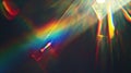 Generative AI A Prism Rainbow Light on dark Background Overlay Crystal flare abstract effect Holographic sunlight Royalty Free Stock Photo