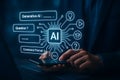 Generative ai productivity assistant concept with prompts on mobile screen Royalty Free Stock Photo