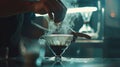 Generative AI Professional barista making filtered drip coffee in coffee shop Close up of hands barista brewing a