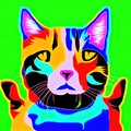 Generative AI, Psychedelic abstract portrait of kitten in multi-colored blocks