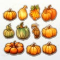 Generative AI Pumpkin Dishes Set- Royalty Free Stock Photo