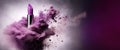 Generative AI, Purple lipstick, powder splashes and smoke on purple