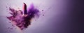 Generative AI, Purple lipstick, powder splashes and smoke on purple