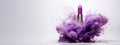 Generative AI, Purple lipstick, powder splashes and smoke on purple