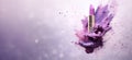 Generative AI, Purple lipstick, powder splashes and smoke on purple