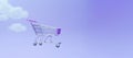 Generative AI, purple shopping cart on purple background, minimalistic shop online, free delivery