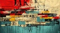 Generative AI, random collage of paper pieces and words, painted wall, street graffiti Royalty Free Stock Photo